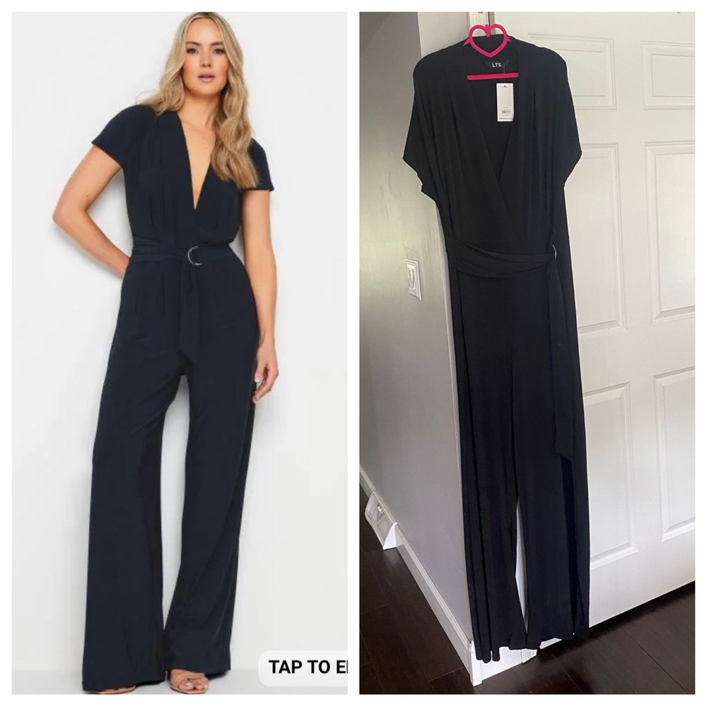 NWT LTS deep v belted jumpsuit